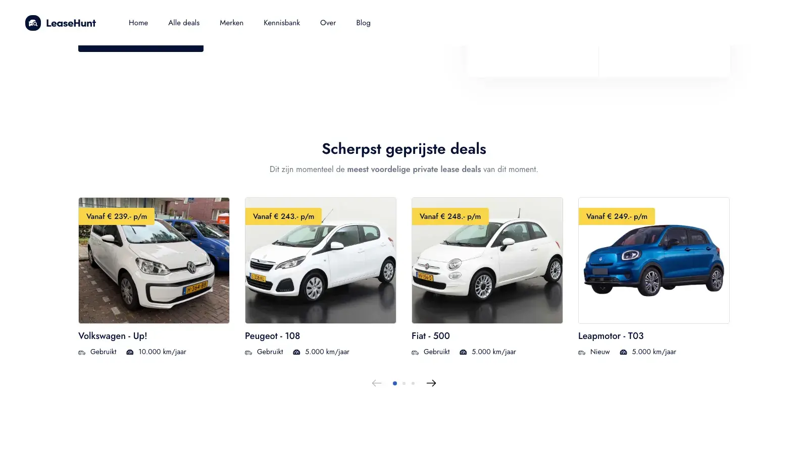 Het dealoverzicht van LeaseHunt