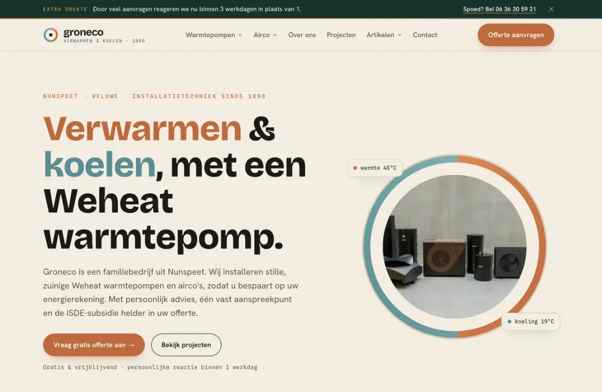 Voorbeeld van een website die Dörper IT bouwde