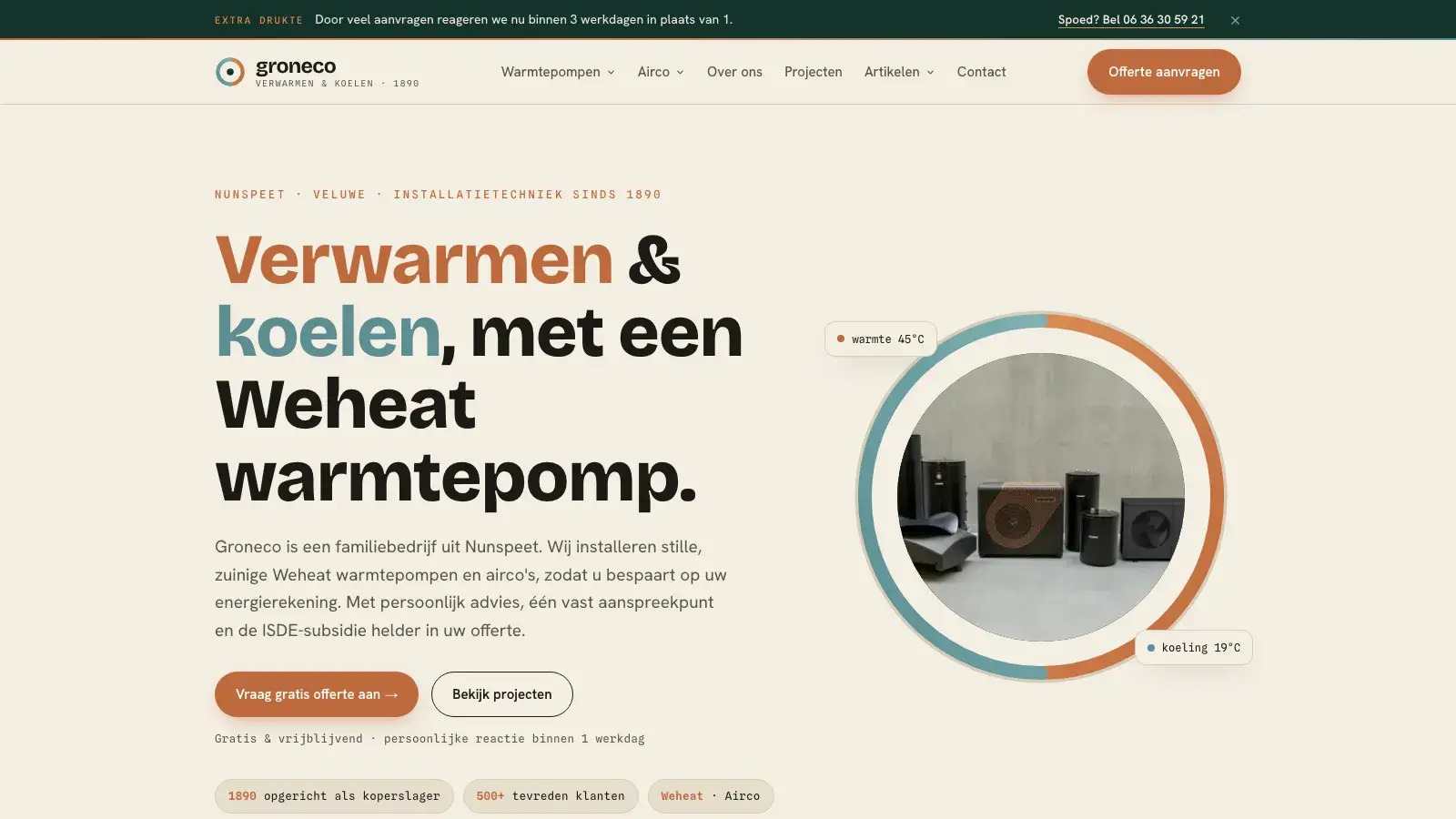 De homepage van groneco.nl